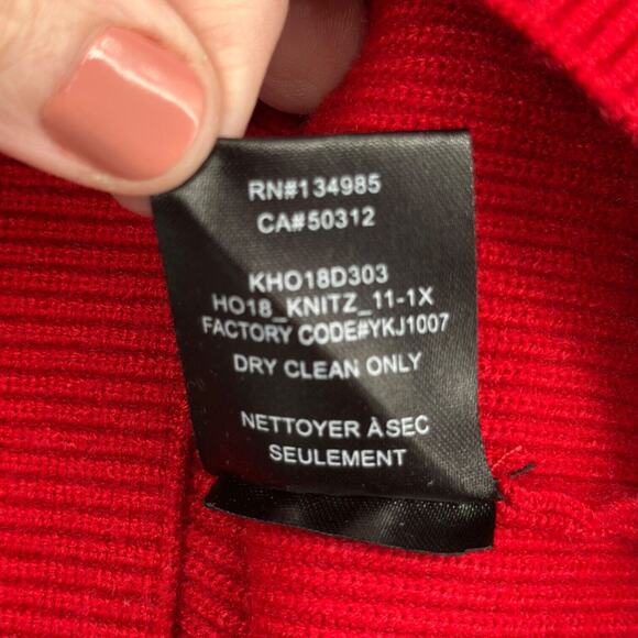 For Love & Lemons Knitz Red Long Puff Sleeve Bell Cuffs Sweater Dress Small - Picture 9 of 11